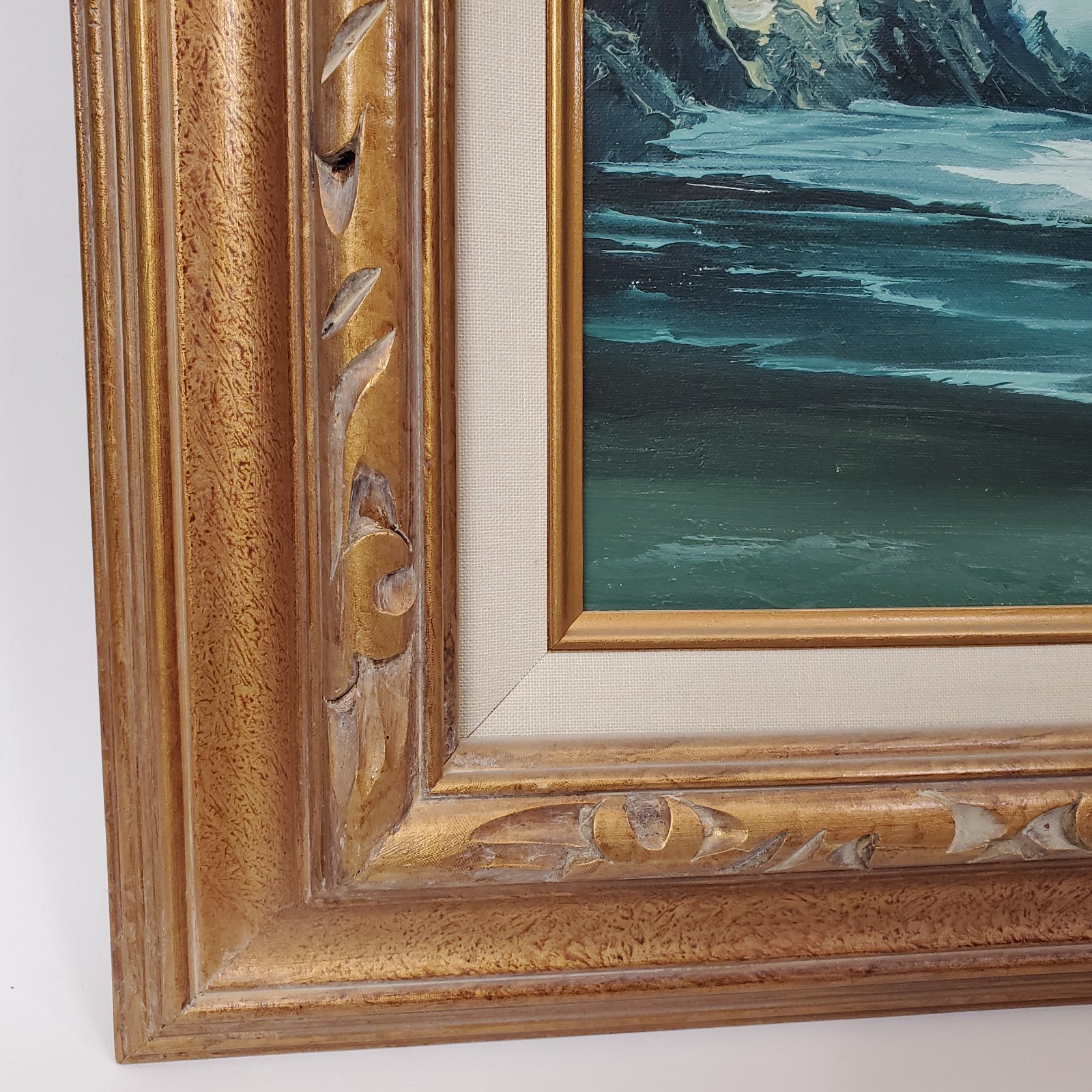 VTG Gene Ho Original Oil Painting Seascape Wave Ocean Art Framed 23.5×19.5