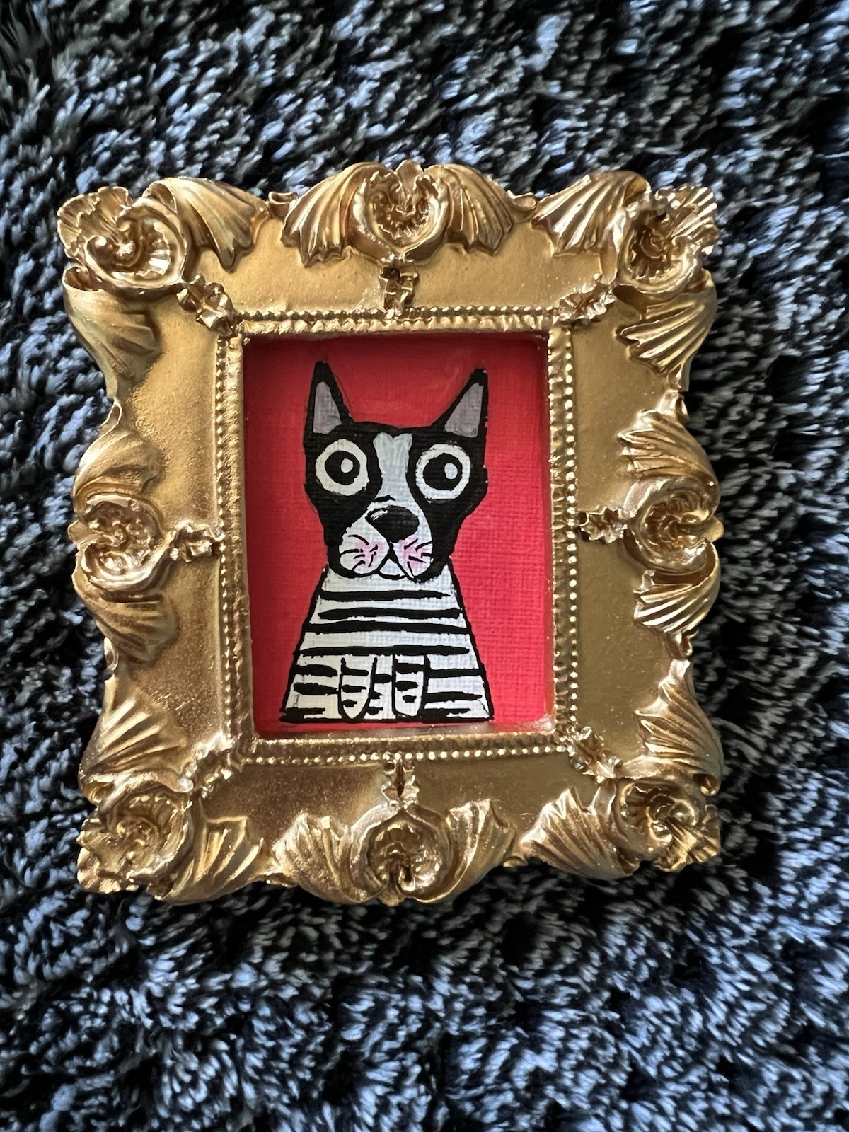 Boston Terrier Dog,cute,funny original miniature painting,small,mini