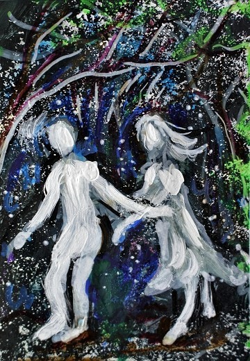 ACEO Original Painting Divine Energy Soul Union Self TWIN FLAME Love Stars ART