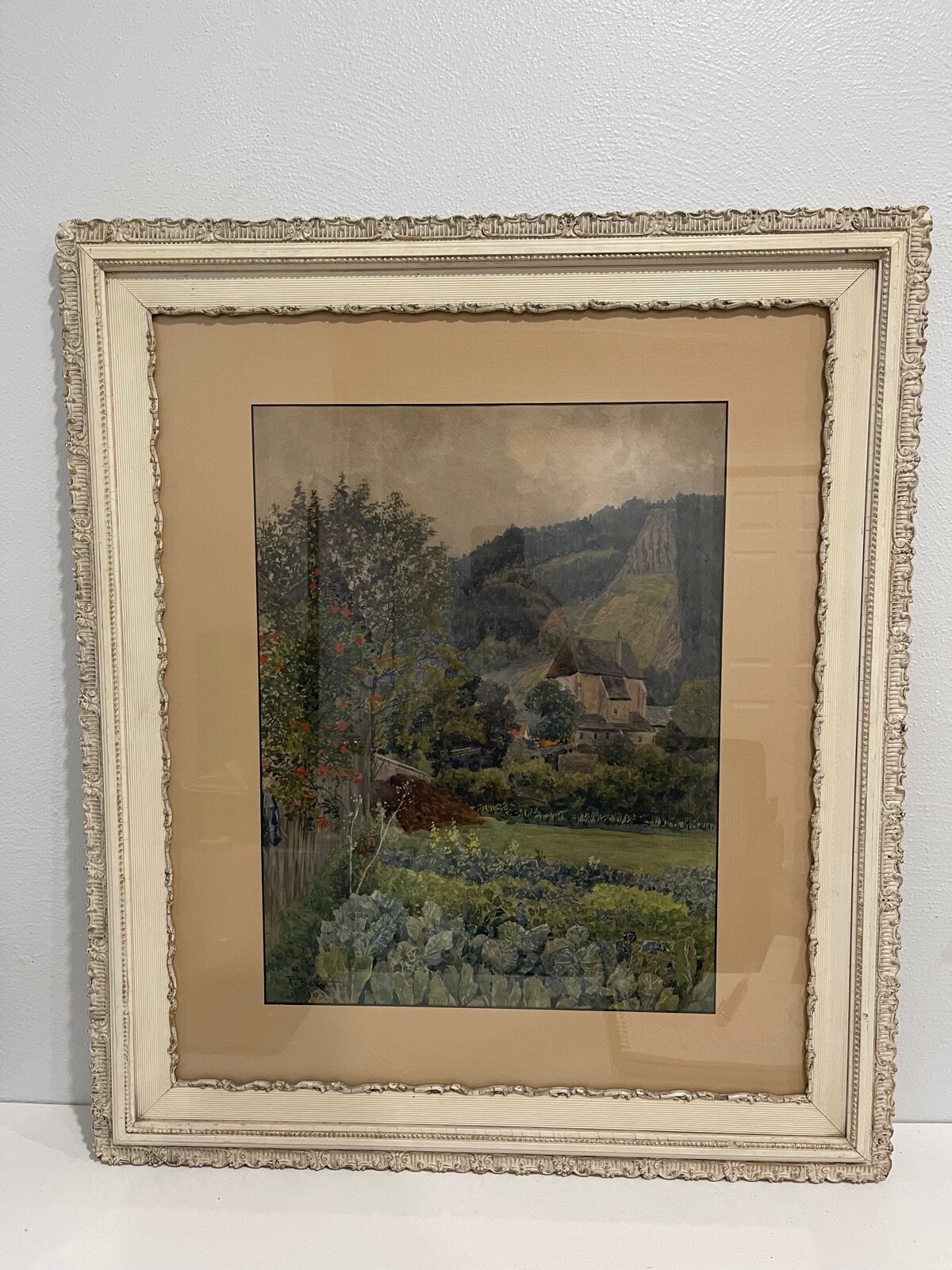 Antique Austrian 1903 Rudolf Bernt Signed Watercolor Landscape Painting