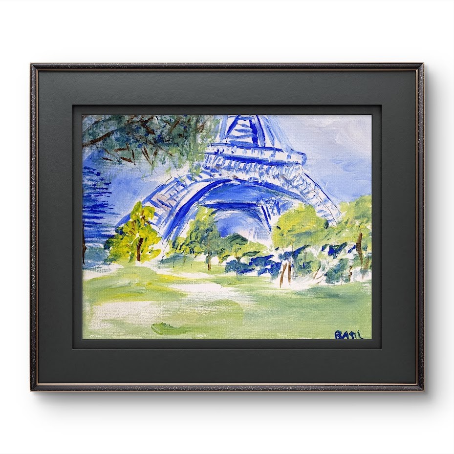 Contemporary Expressionist Original Painting 11×14 Eiffel Tower Arts Basil