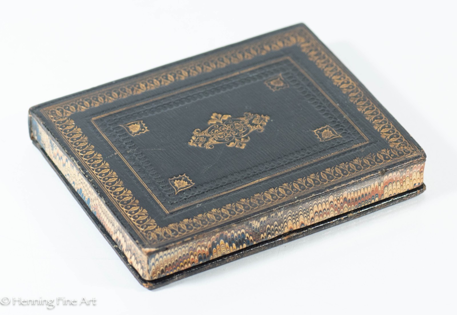 Exceptional Antique Miniature Portrait Painting – Lord Byron in Custom Book Case