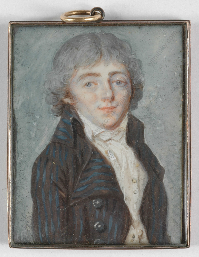 Francois Dumont (1751-1831)-Circle «Portrait of a young gent», fine miniature