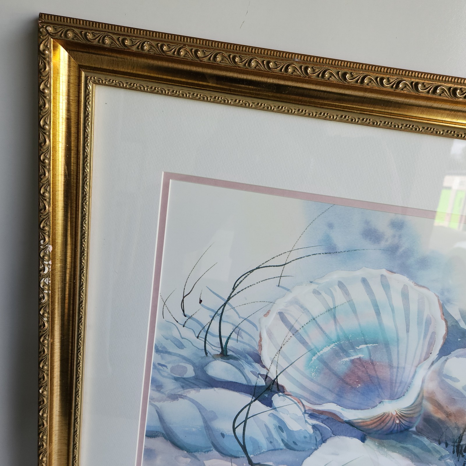 Seashells Richard E. Williams Watercolor Painting Signed Numbered Framed 35″x29″