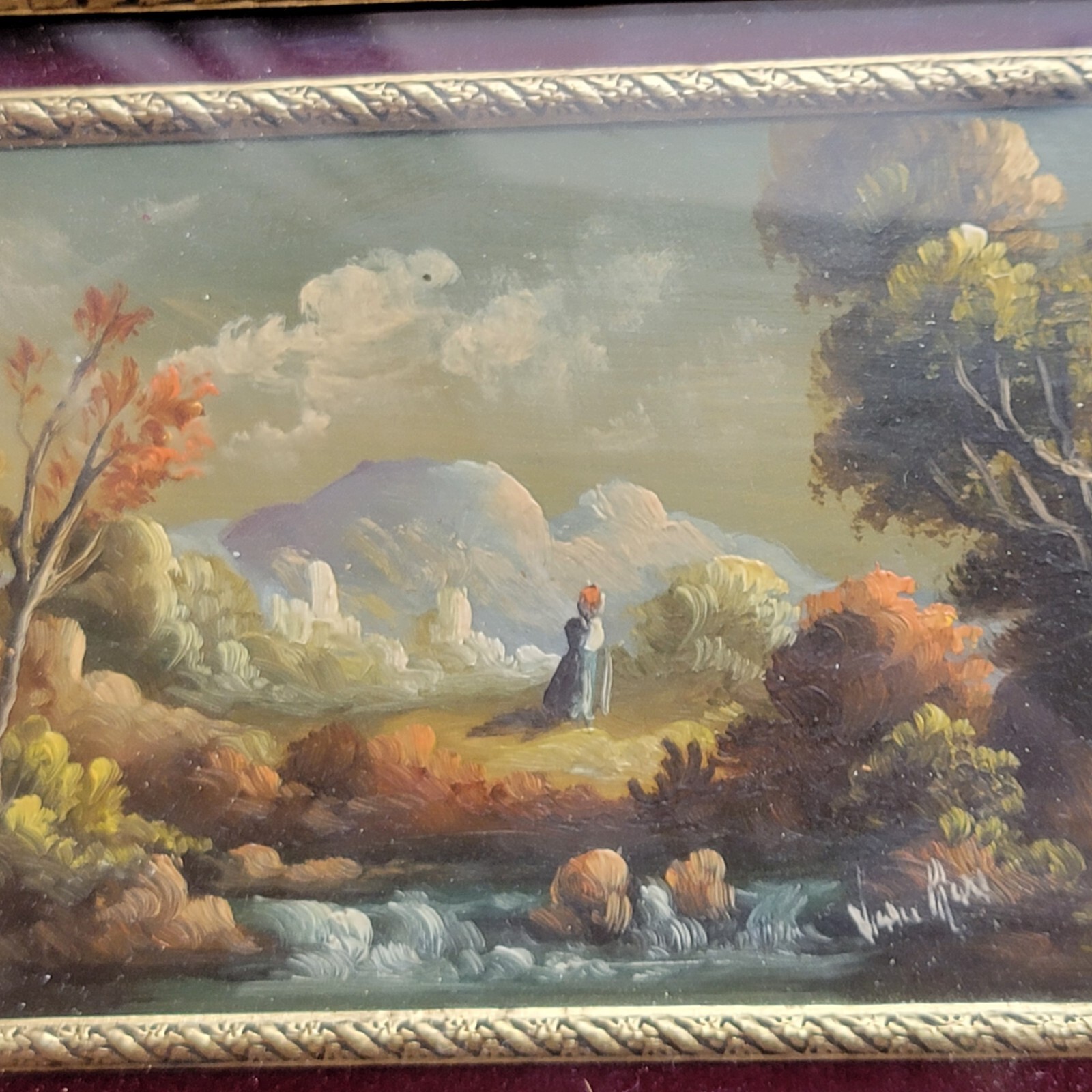 Antique Miniature Oil Painting On Copper Van Ros Pair Estate Find