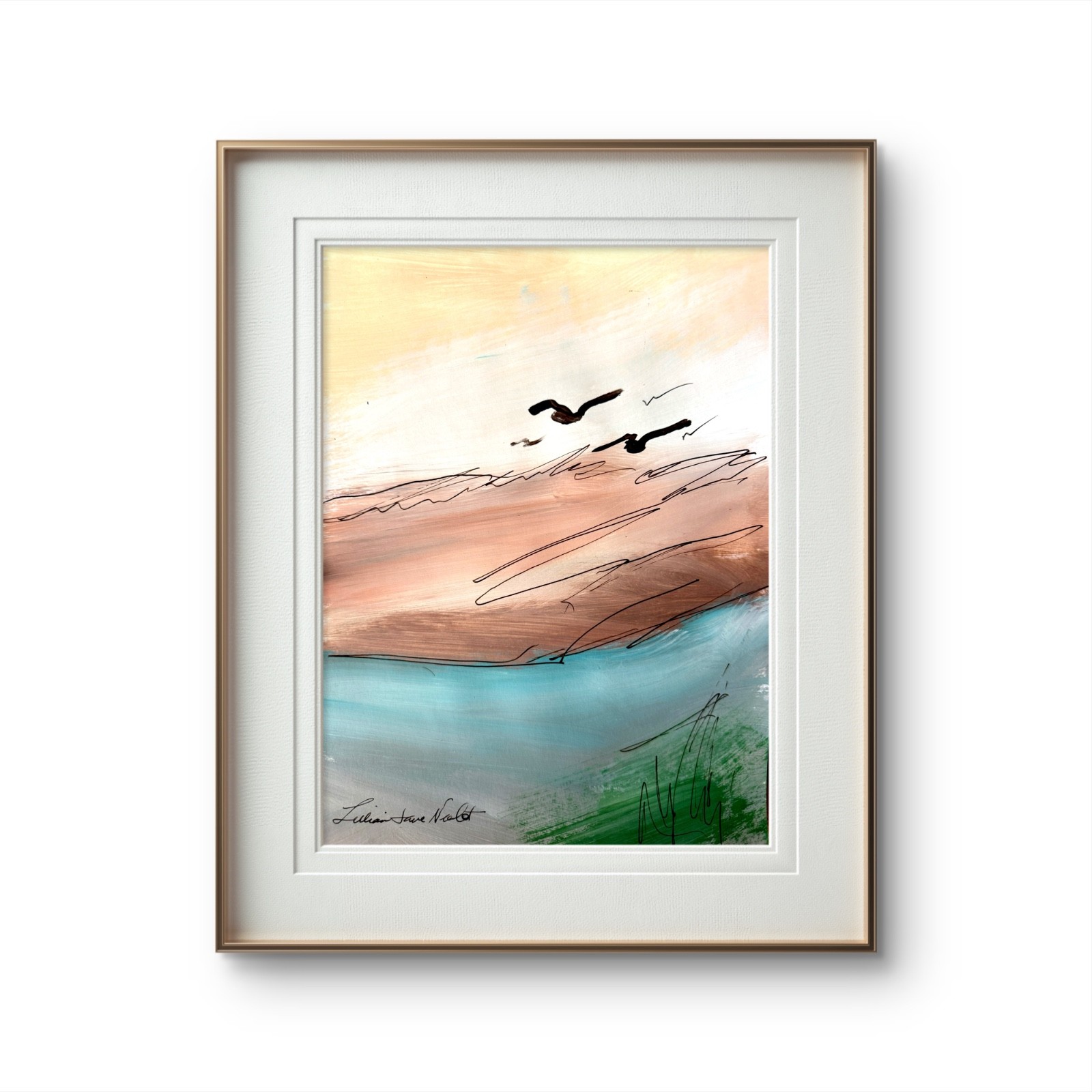 Abstract Landscape 9″x12″Original Acrylic Paper Expressionism Home Decor Art