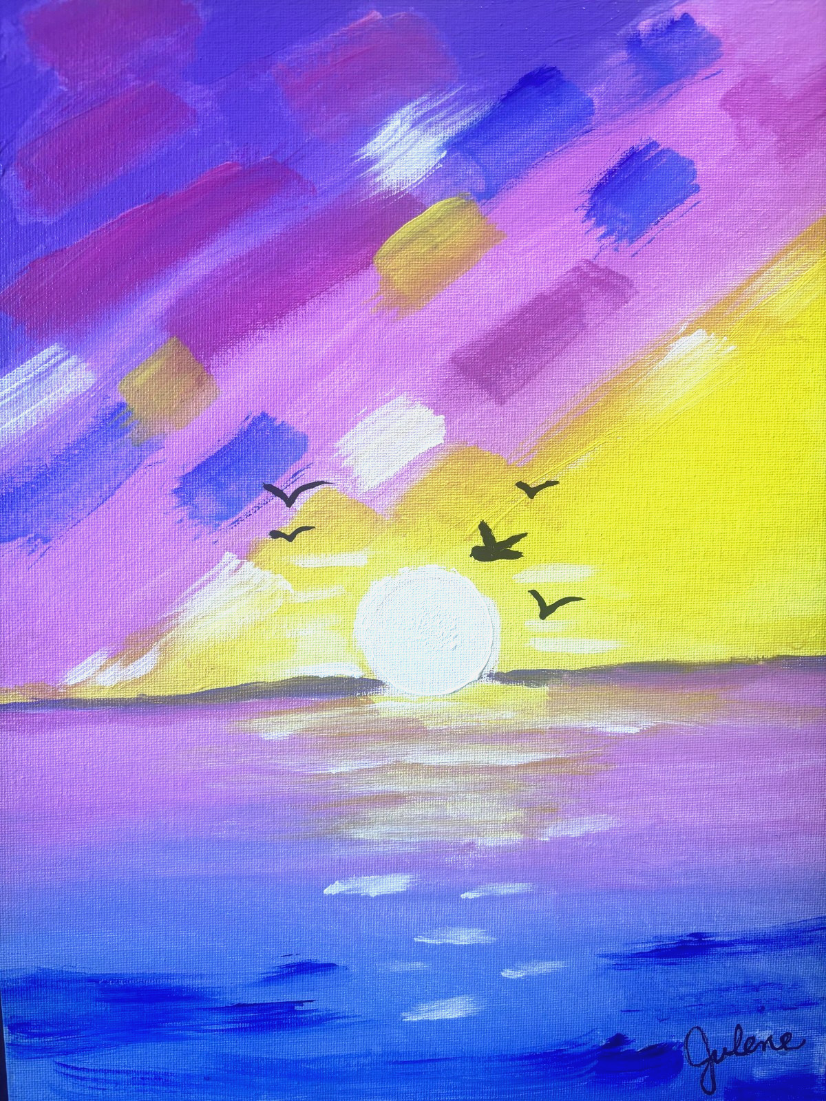 Rainbow Horizon: Original Acrylic Painting, 11×14, Home Decor
