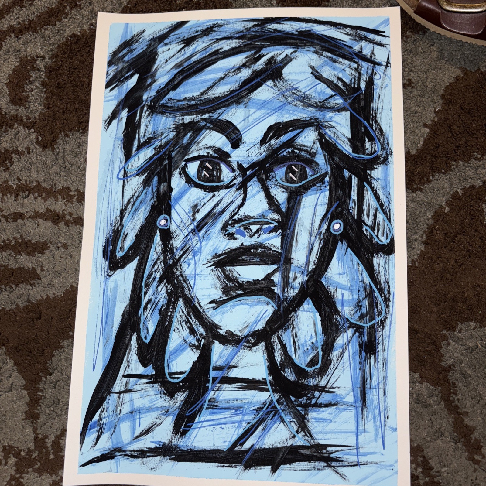 Original Black Art Painting 12 By 18 Inch African American OOAK