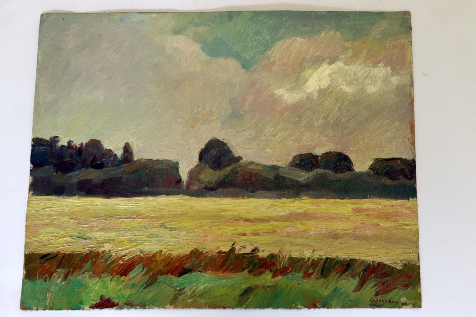 Ukraine Soviet Impressionist Feild Painting on Paper