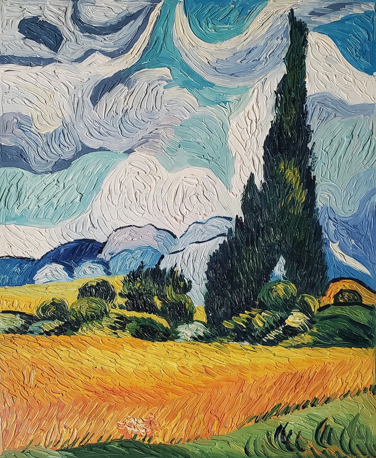 «Wheat Field», Van Gogh, 24×20, Oil Painting Reproduction on Canvas