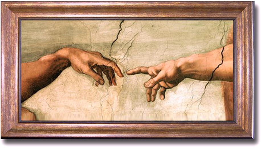 Bronze Framed Creation of Adam (Detail) Canvas Art (22 in x 40 in Framed Size)