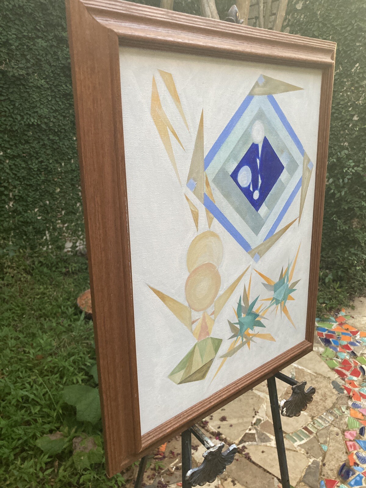 Mid Century Abstract Painting on Canvas Geometric Modernism Minimalism