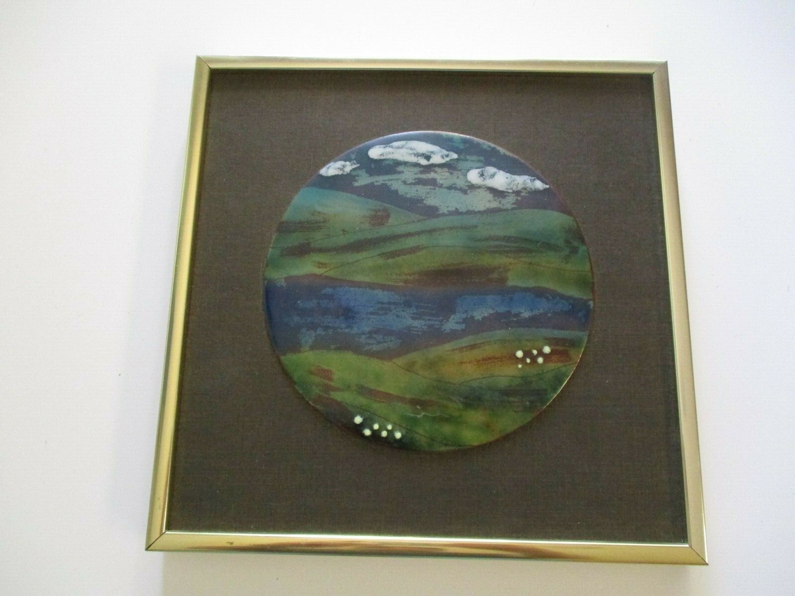 BETTY CHOU VINTAGE ENAMEL ON COPPER PAINTING MODERNIST LANDSCAPE EXPRESSIONISM