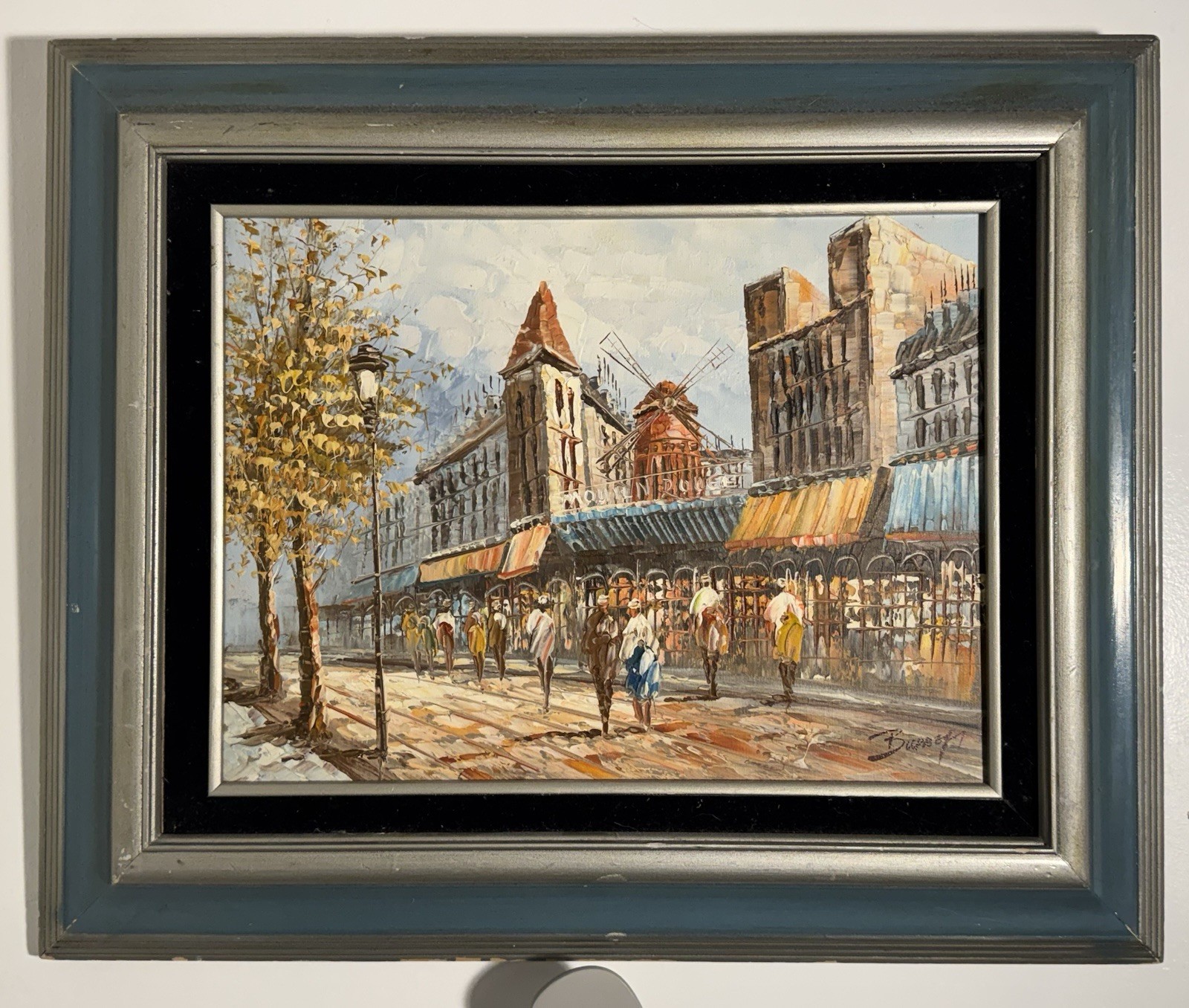 Caroline C Burnett Original Canvas Painting, Paris Moulin Rouge
