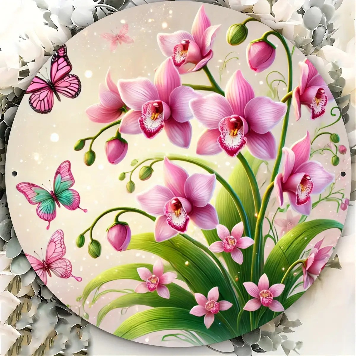 Floral Butterfly Metal Sign Set of 3 Wall Decor