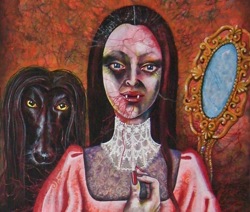 contemporary art painting vampire self portrait dracula by amira di transilvania