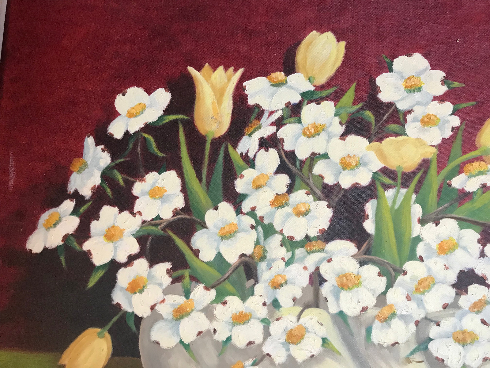 Vintage M Harrison «Still Life With Flowers» Oil Painting- Signed And Framed