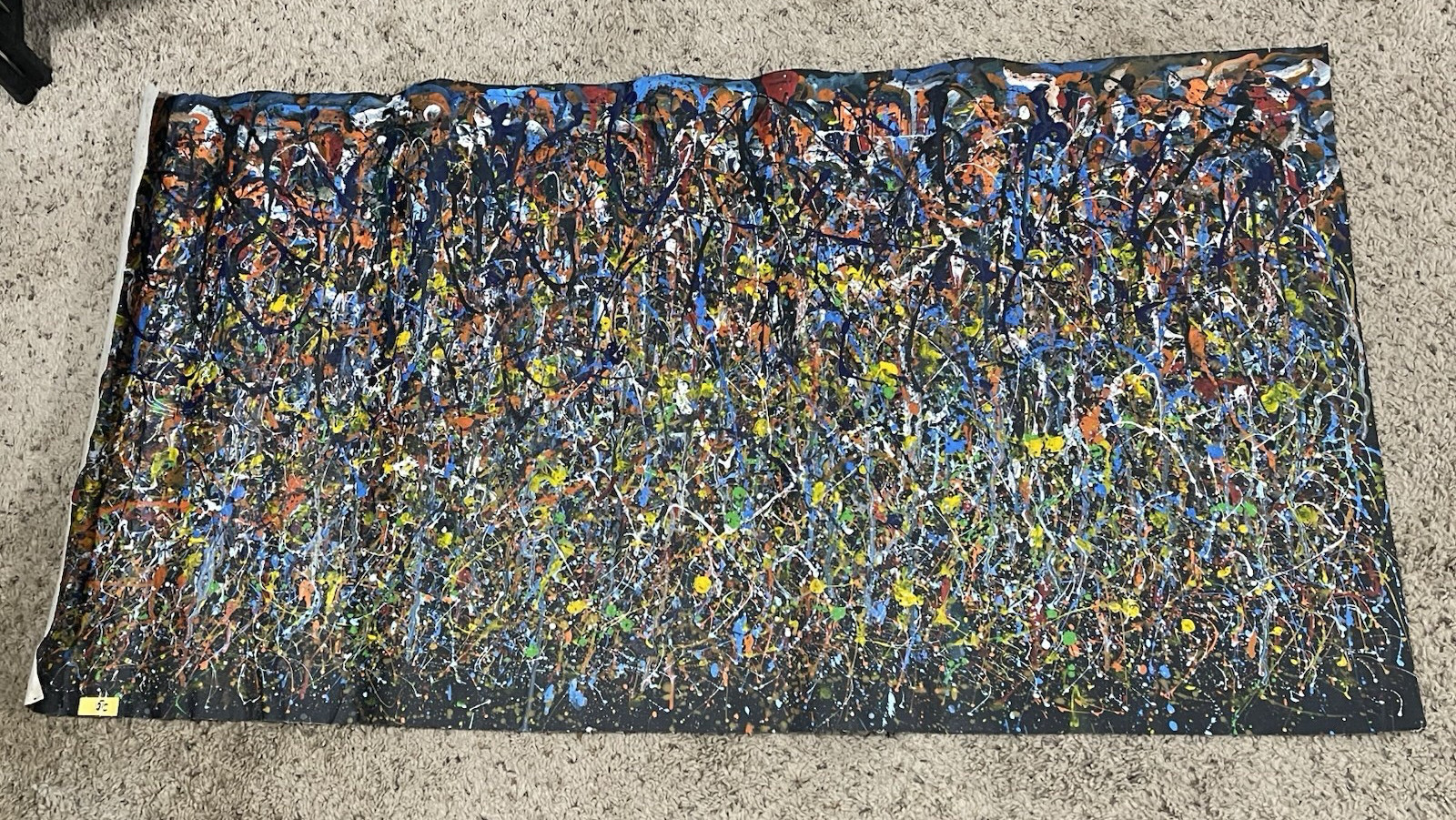 Mbonu Emerem Vertical Drip Abstract 1999 «Swamp with Mangrove» Acrylic on Canvas
