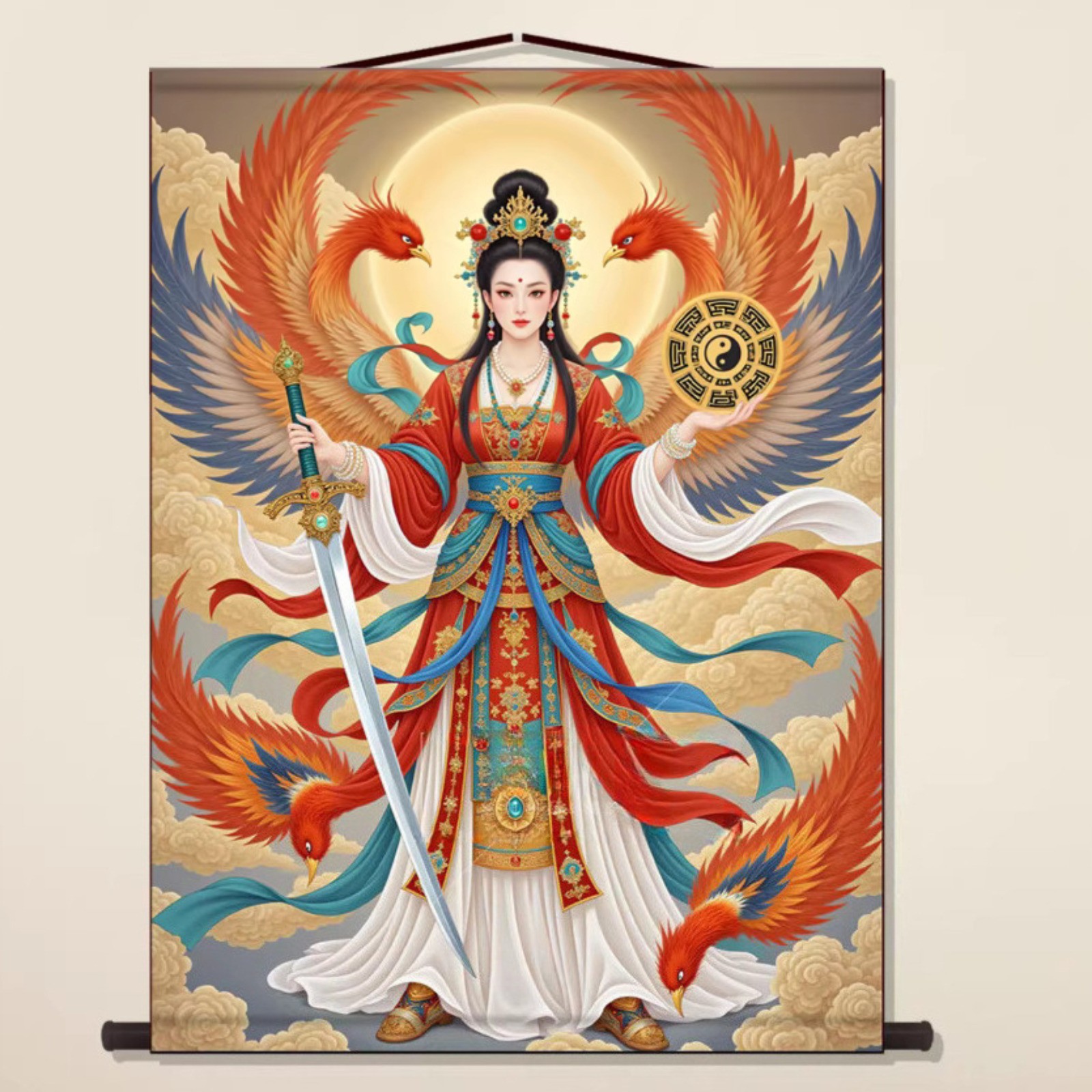 Household Enshrine Scroll Wall Painting 40cm 15.8in Entrance Hall Decor Painting