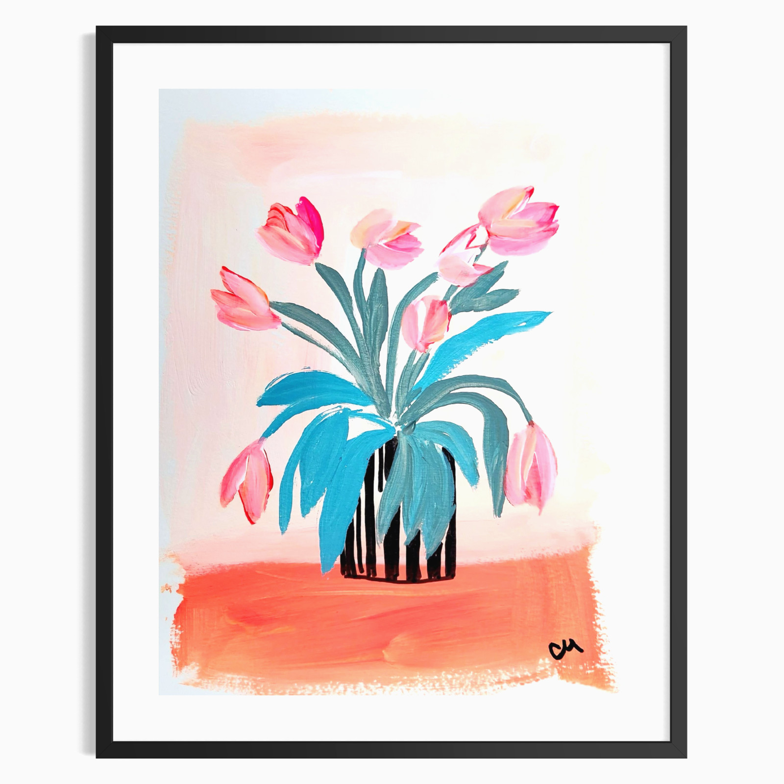Original Abstract Botanical 9×12 Floral Painting Acrylic Wall Art Home Decor