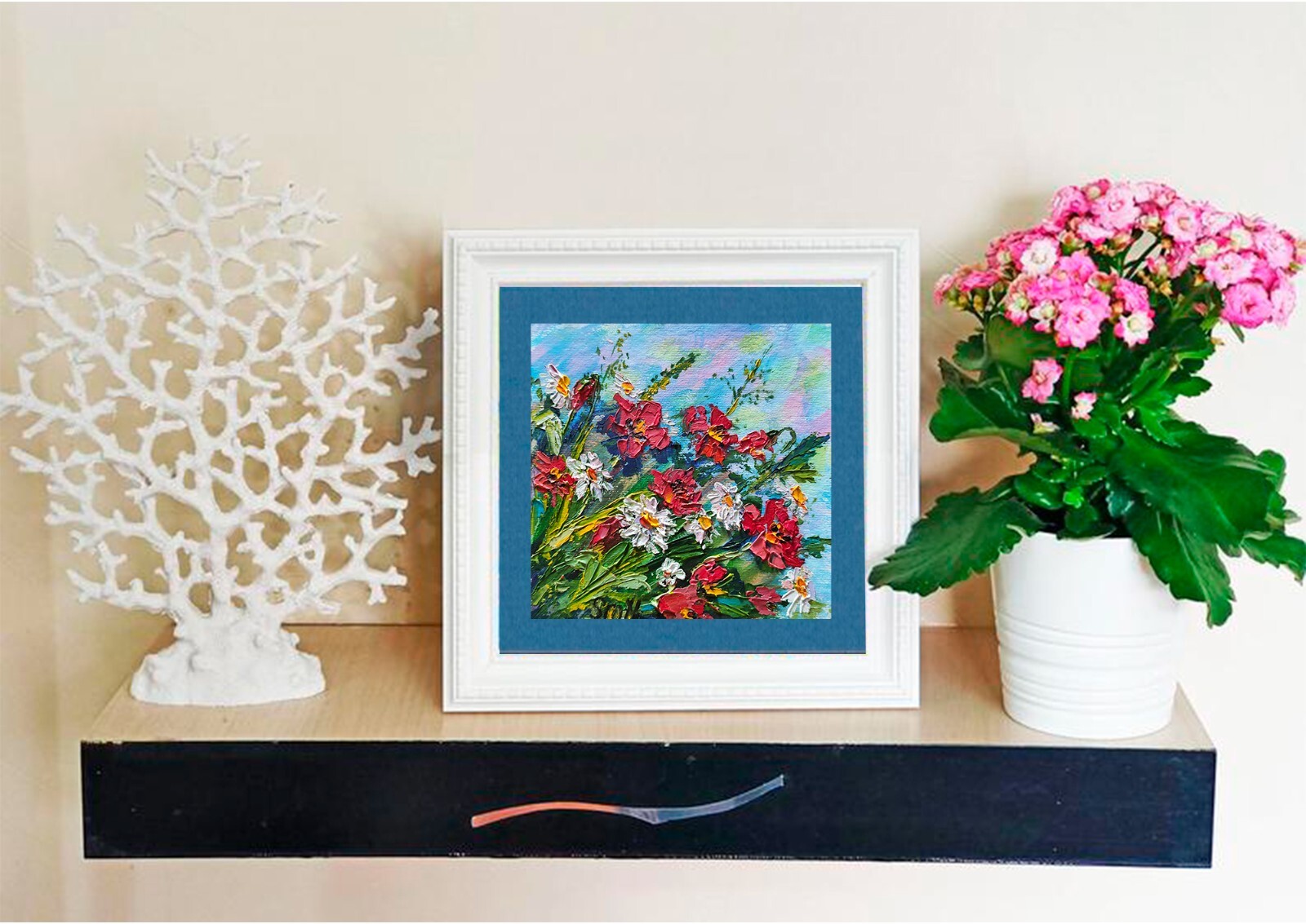 Small Original Flowers Painting – Affordable Wall Art Gift – Hand Painted 6×6 in