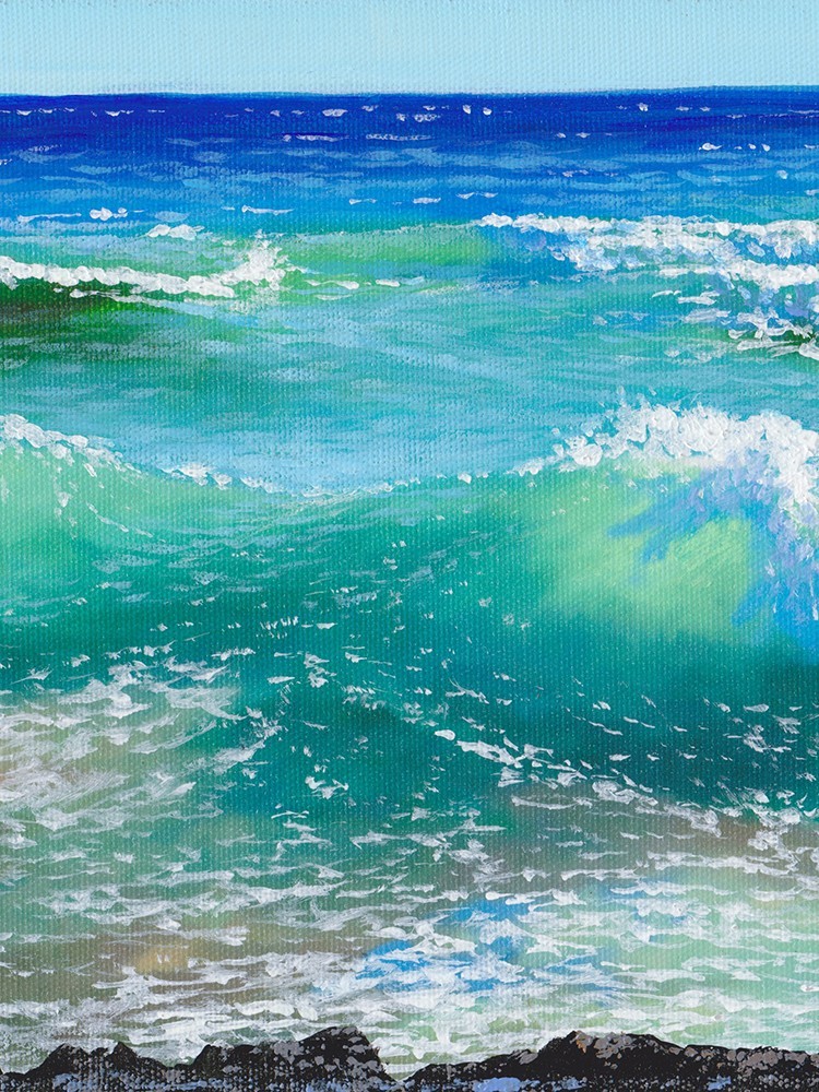 ORIGINAL Oil Painting on Canvas Arseni ~ BEAUTIFUL SEA V – 12″ X 8″ NO FRAME USA