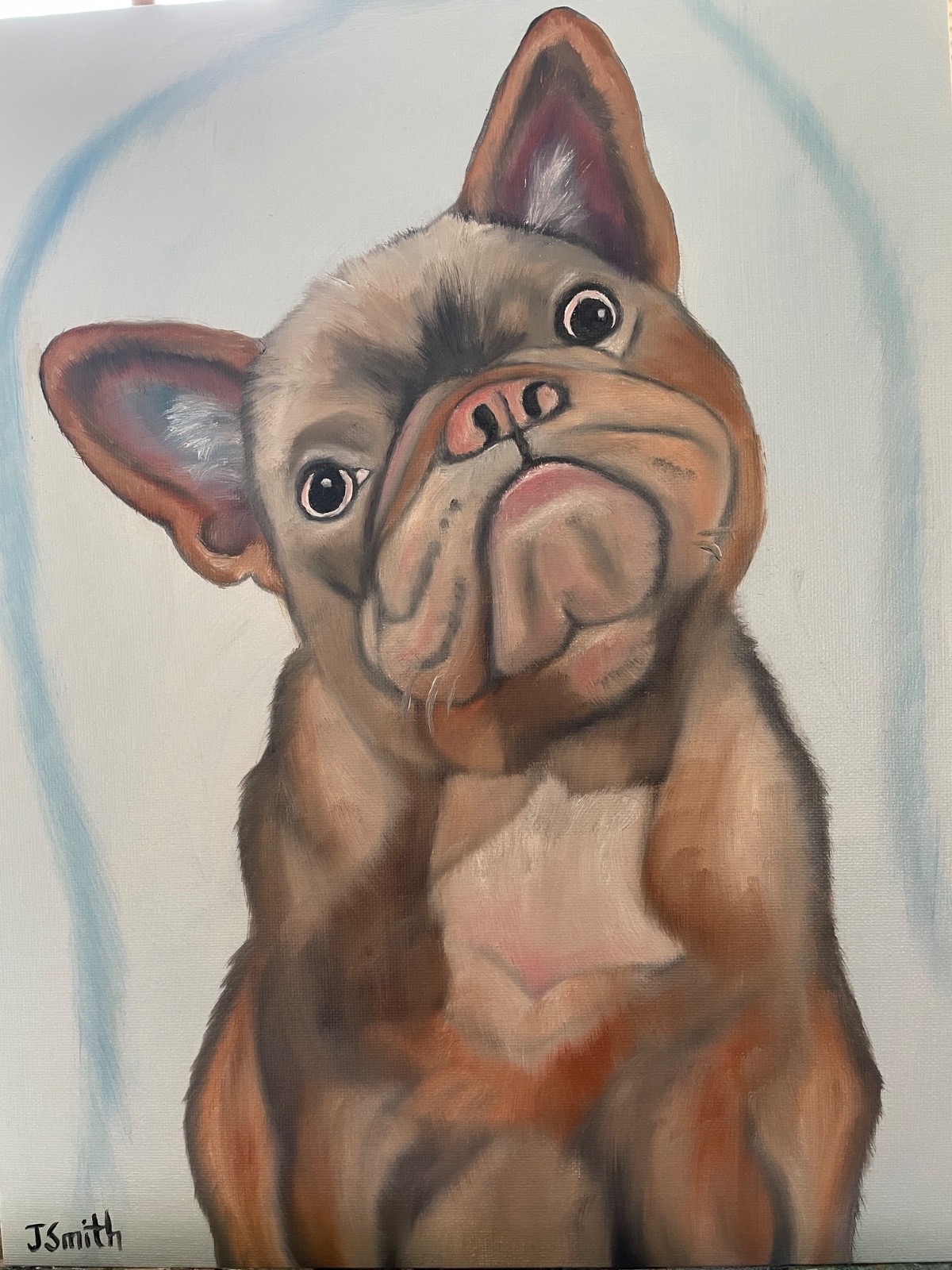 Original oil painting signed 11 x 14 in French Bulldog with an attitude!!