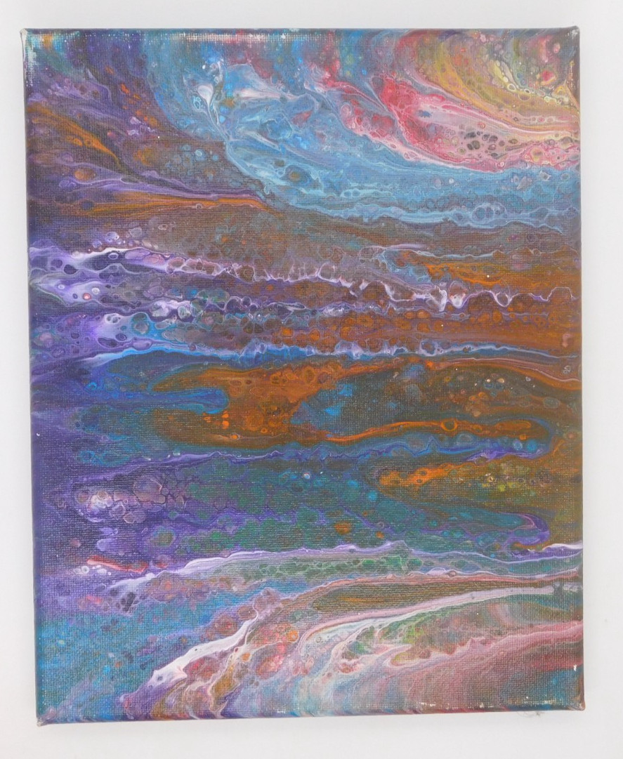 Abstract Painting 8×10 In 2018 Art By Fraye Original Oil Slight Wear On Edges