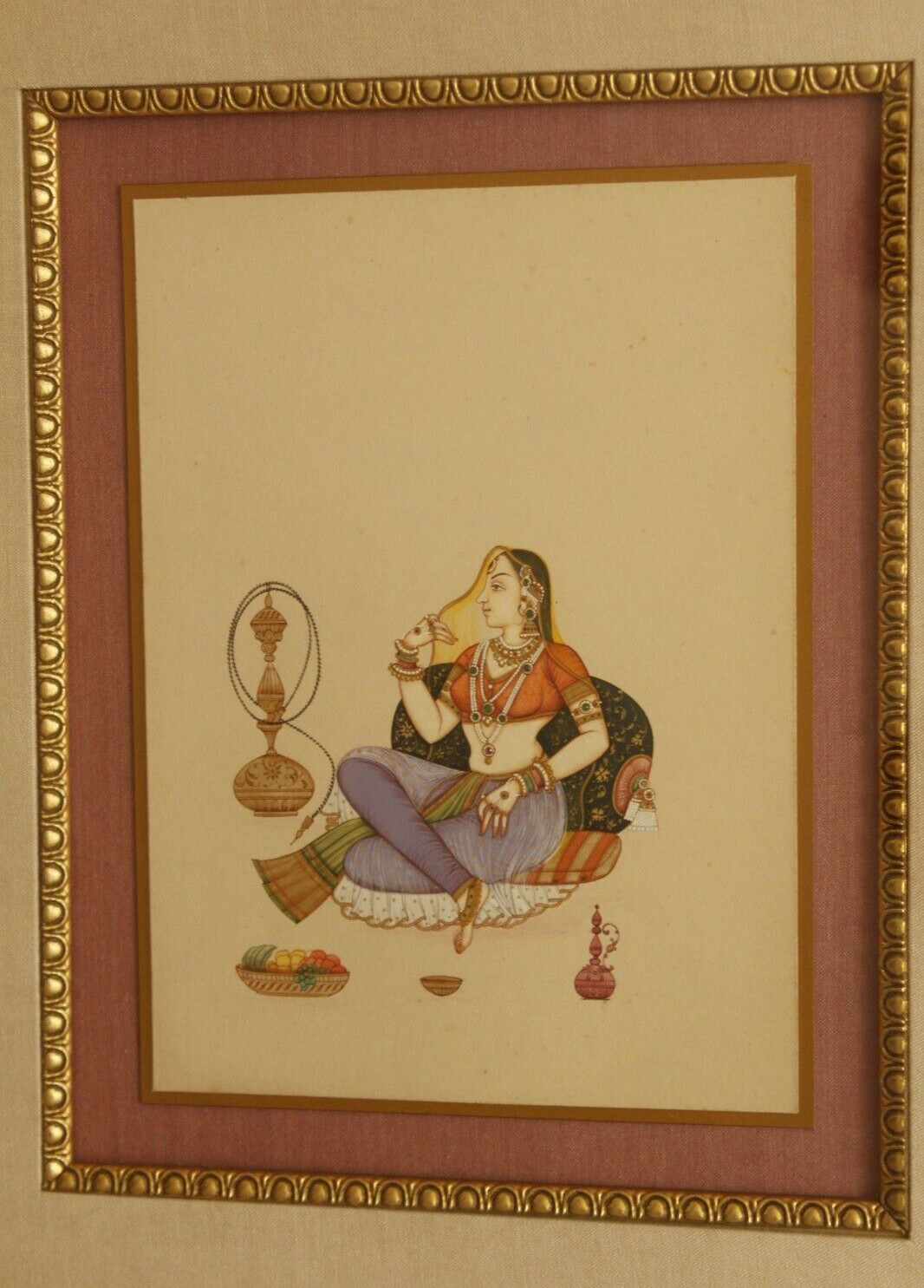 Miniature Portrait Painting Of Mughal Queen With Frame For Wall 11.5×13.5 Inches