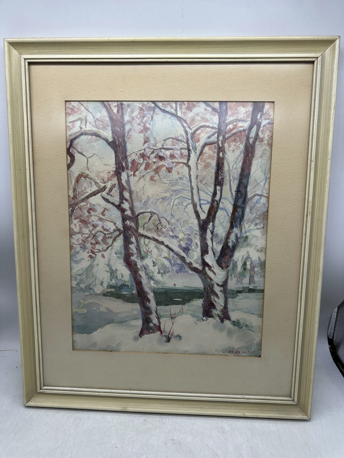 Helen Augusta Iserman Hodge (Listed Artist) Landscape Watercolor Painting Framed