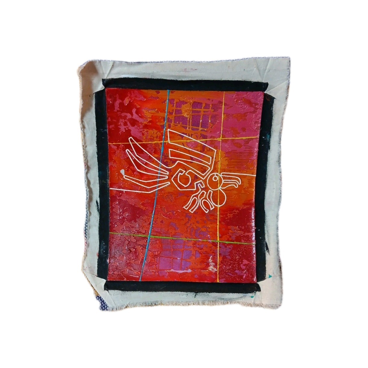 Vintage Painting Nazca Lines Glyph Pelican Abstract Art Ancient Astronauts Alien