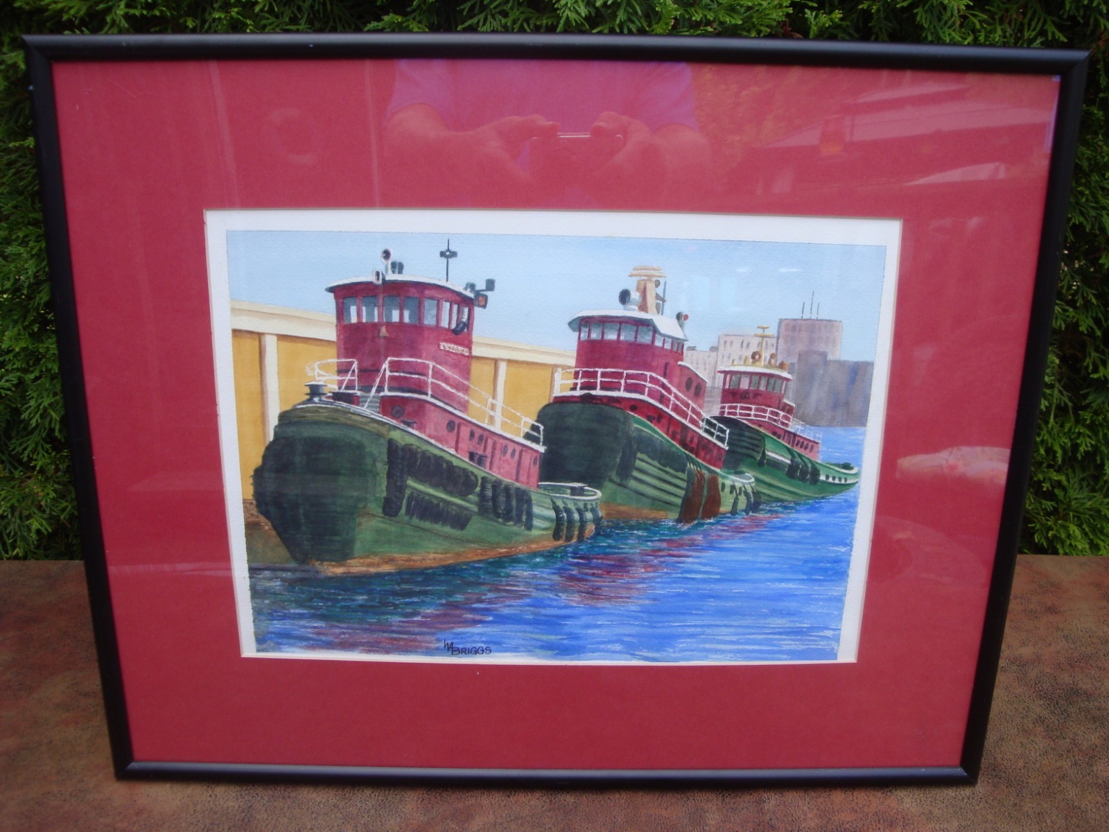 13 x 9 Original Water Color «Off Duty» Nautical Framed Painting by W Briggs