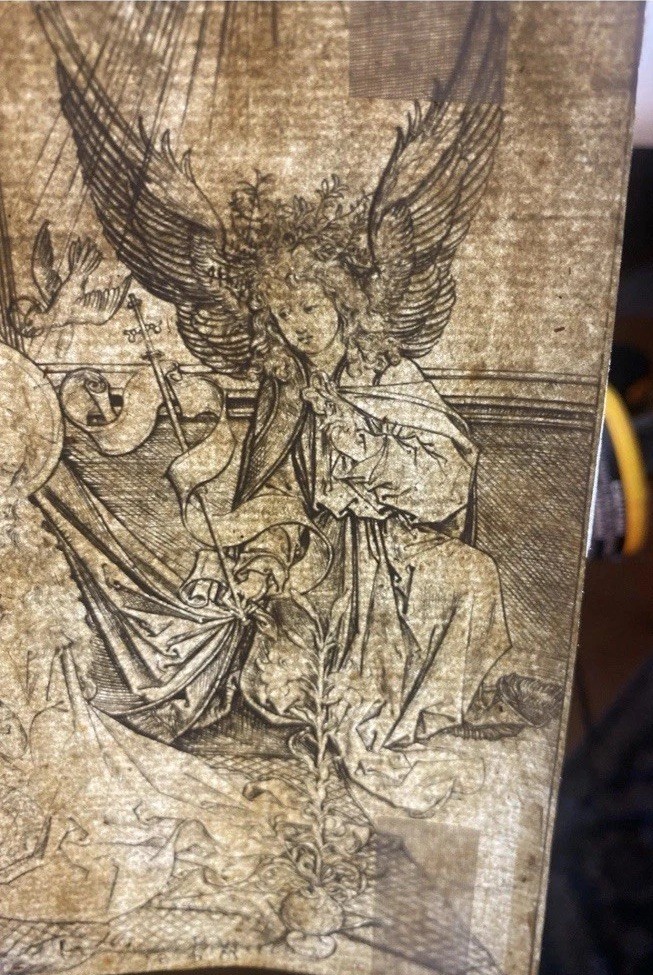 Martin Schongauer The Annunciation Old Master Engraving British Museum Stamp
