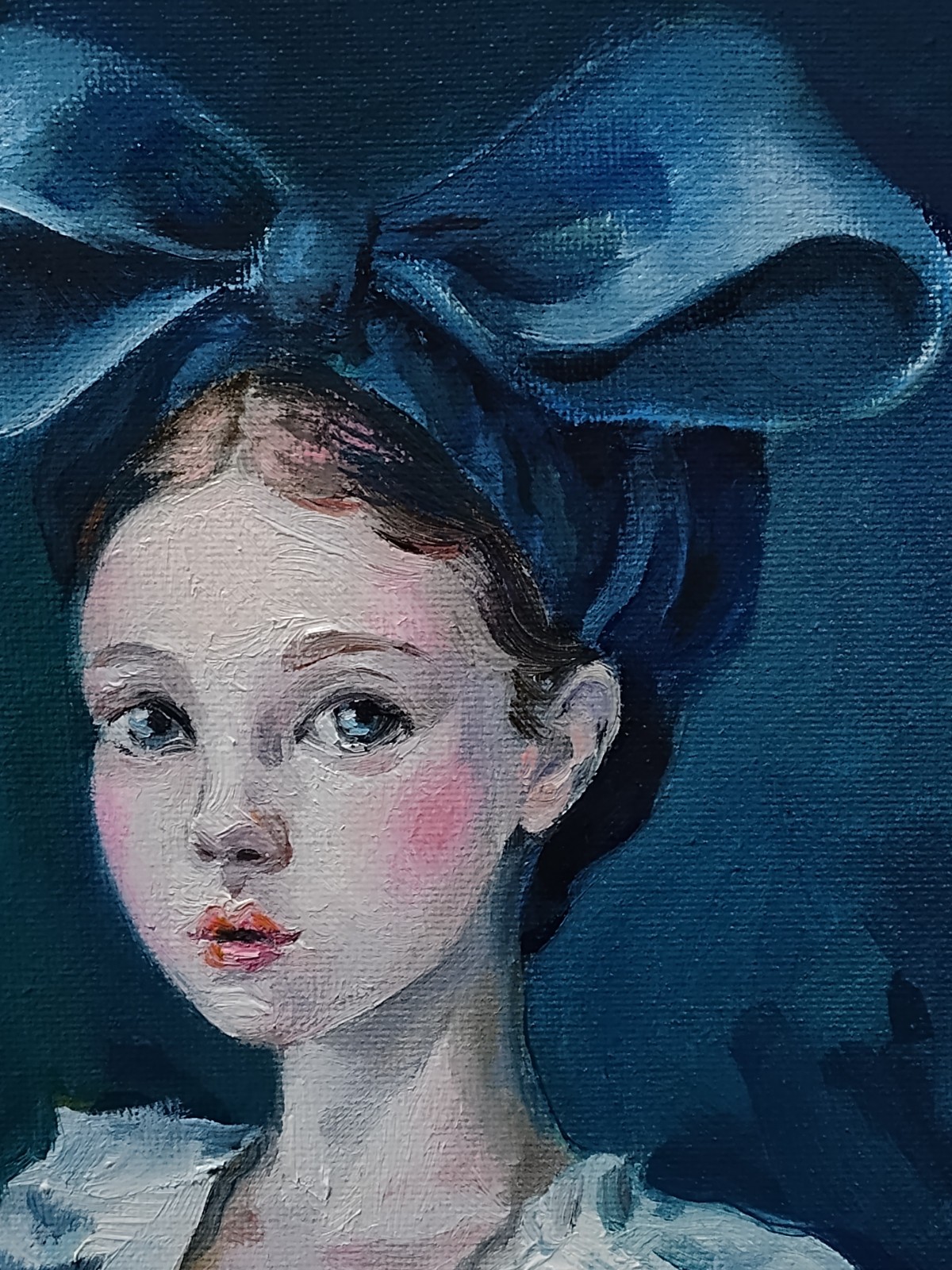 Original portrait of woman, Girl, Contemporary art, Old Fasion costume, Framed
