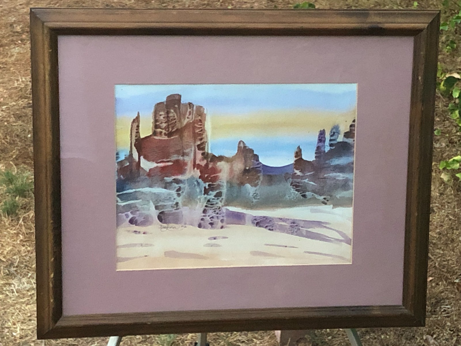 L DONNA Original ABSTRACT MODERN WATERCOLOR DESERT ARID LANDSCAPE IMPRESSIONIST