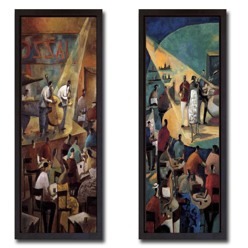Framed Jazz Club & Blue Jazz by Lourenco 2-pc Canvas Art Set 34 in x 15 in ea pc