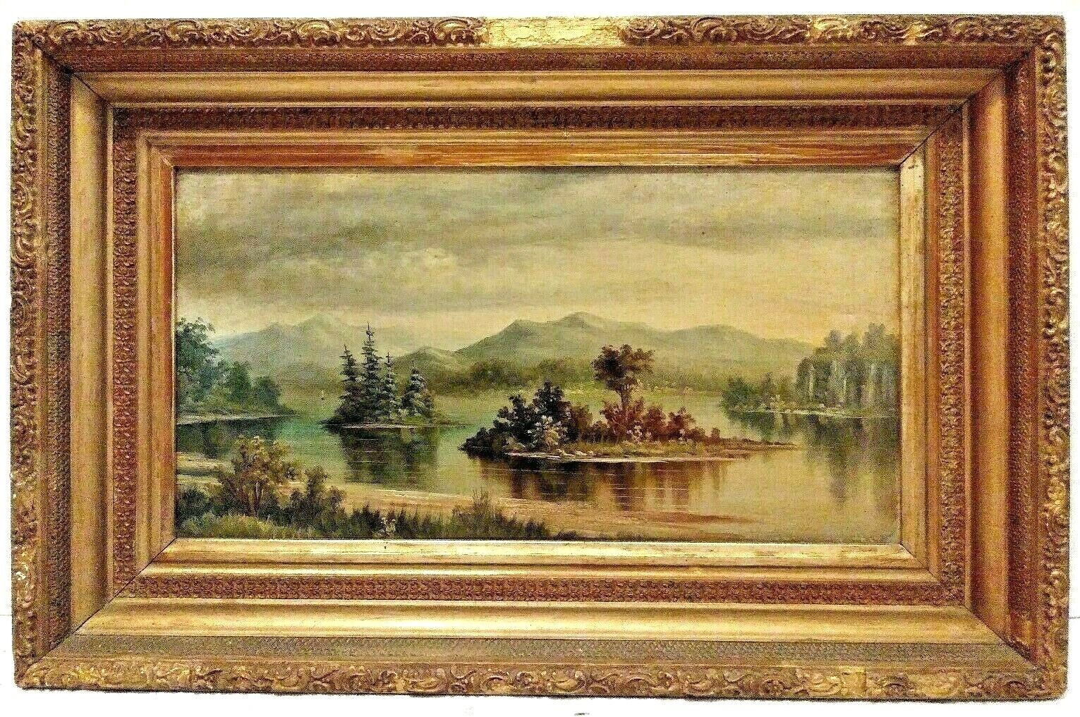 LISTED AMERICAN WILLIAM MERRITT POST Sd ANTIQUE RIVER LANDSCAPE ORIGINAL O/B