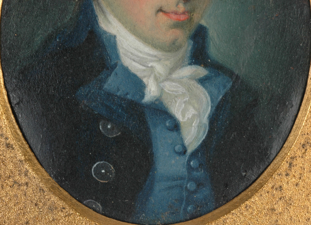 «Portrait of a French Gent» oil on tin miniature from the Directory Period 1790s