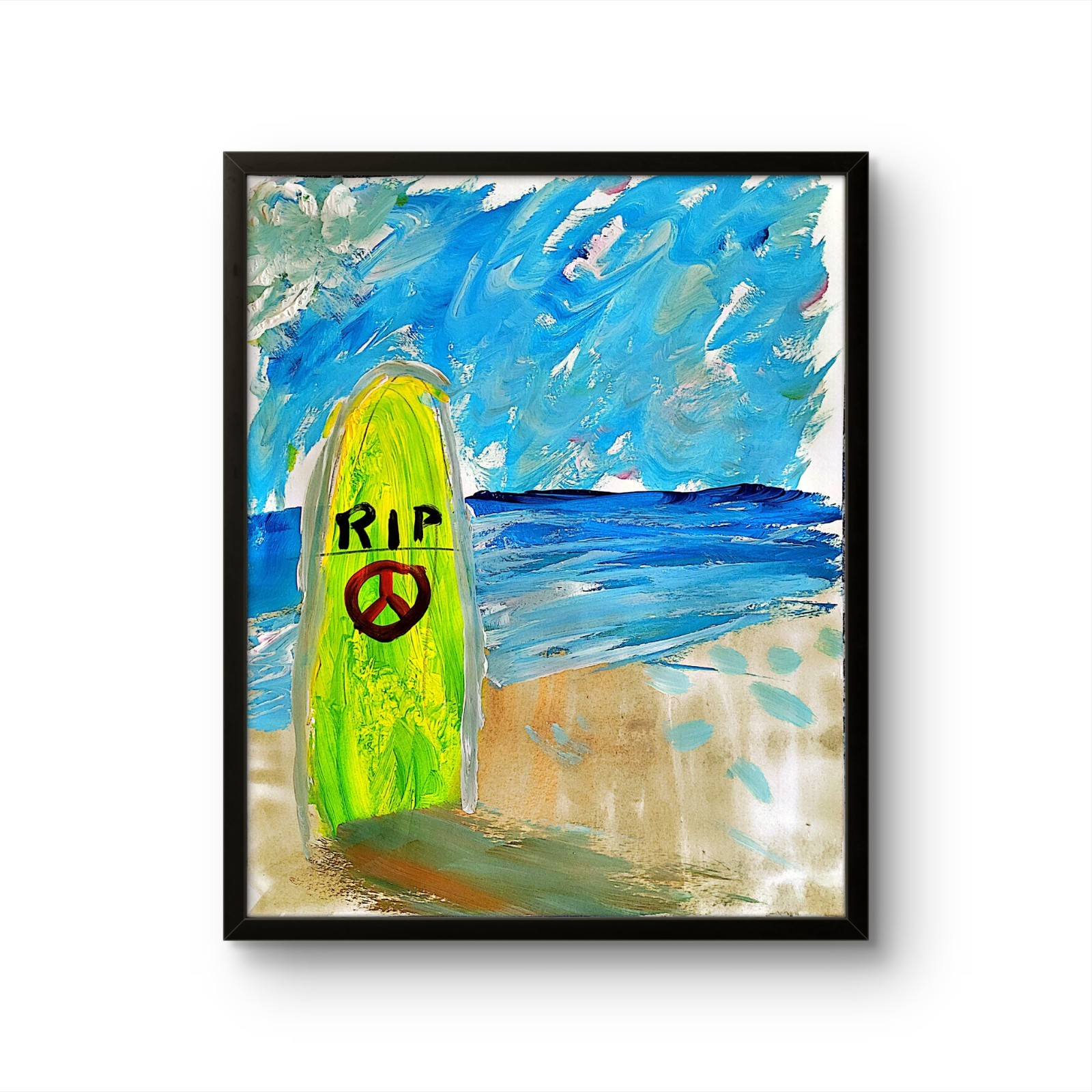 Surfers’ Graveyard Abstract Expressionist Original Gallery Paper Painting 11×14
