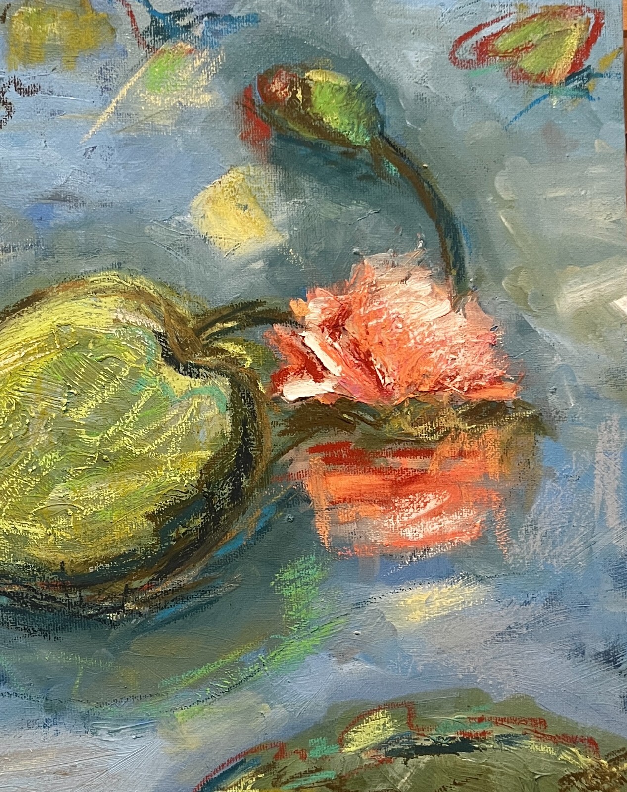 This is mixed media handmade painting. Created using oil paint and oil pastels