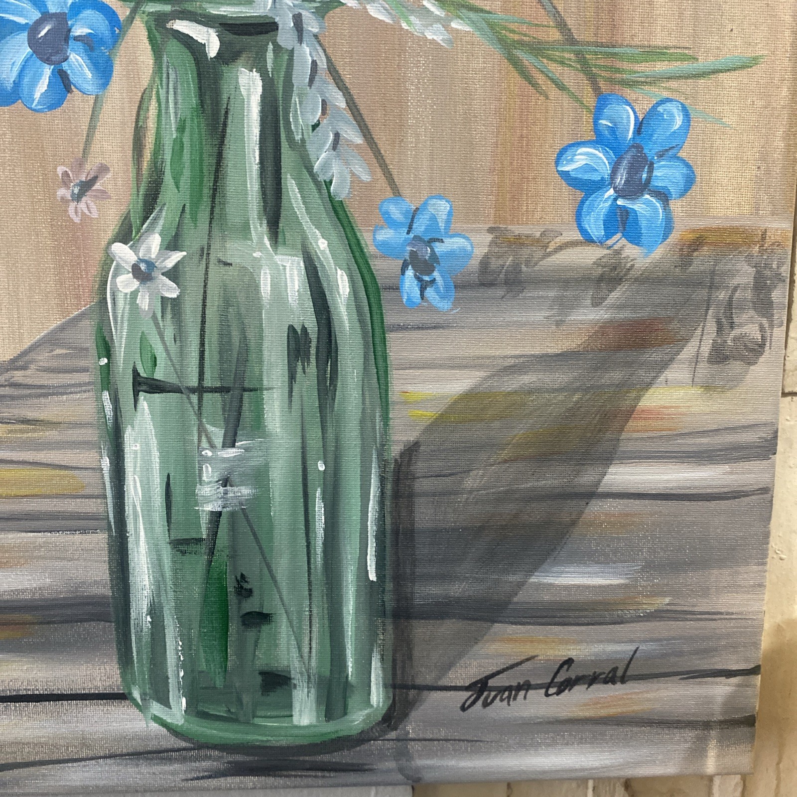 Original Acrylic Painting on canvas 16”x 20” 2026 » Flower White Blue
