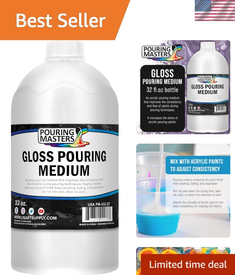 Artisan-Grade 32oz Gloss Pouring Medium for Smooth Acrylic Pours & Cell Effects