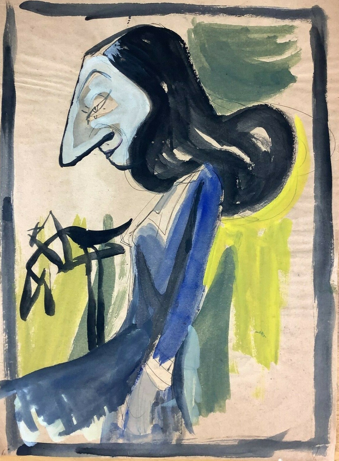 Juan David. Painting. Untitled, ca 1972. Mixed media on paper on cardboard