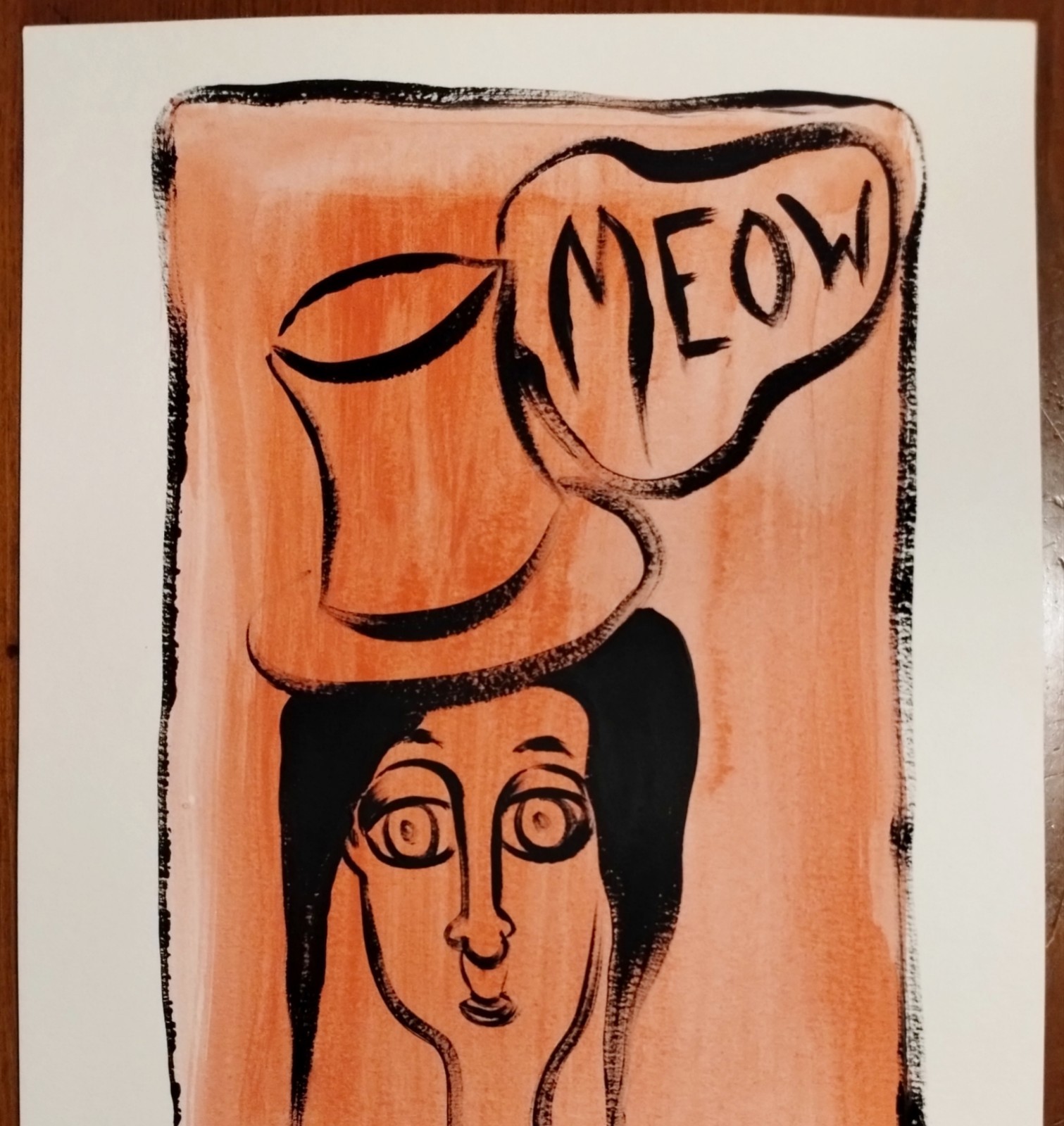 WATERCOLOR MEOW GIRL PAINTING ON CANSON 140LB PAPER..9 X 12 BY: JORDO