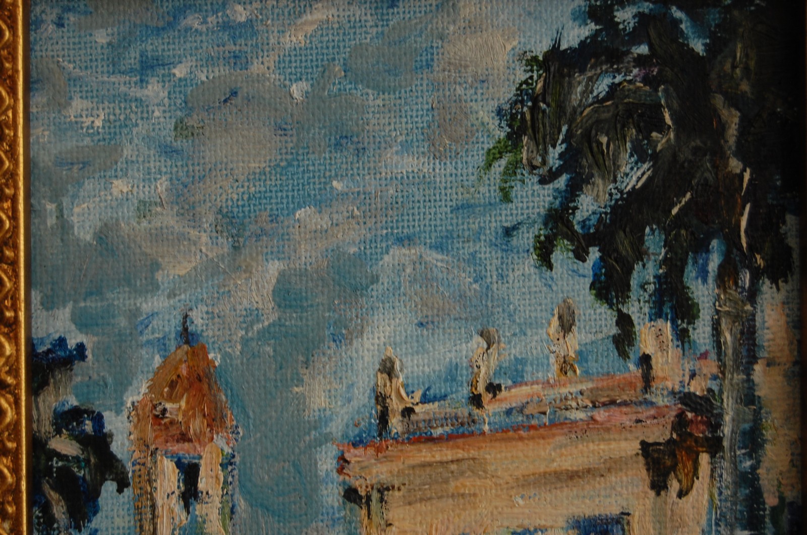 FRAMED ORIGINAL OIL COLONIAL BUILDING SCENE OLD TRINIDAD CUBA SIGNED HECTO VIDAL