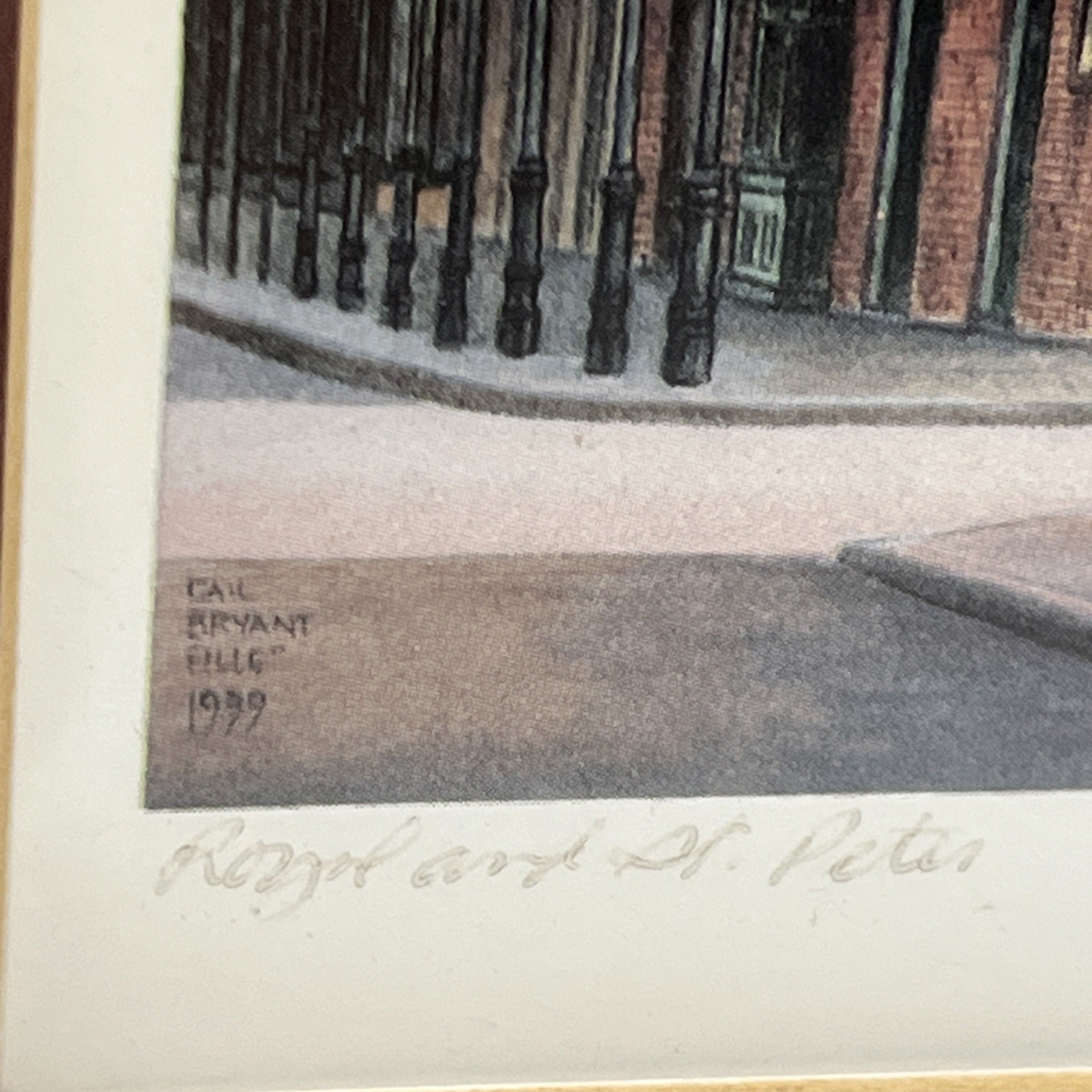GAIL BRYANT FILLE NEW ORLEANS ROYAL ST.PETER SIGNED FRAMED WATERCOLOR PAINTING