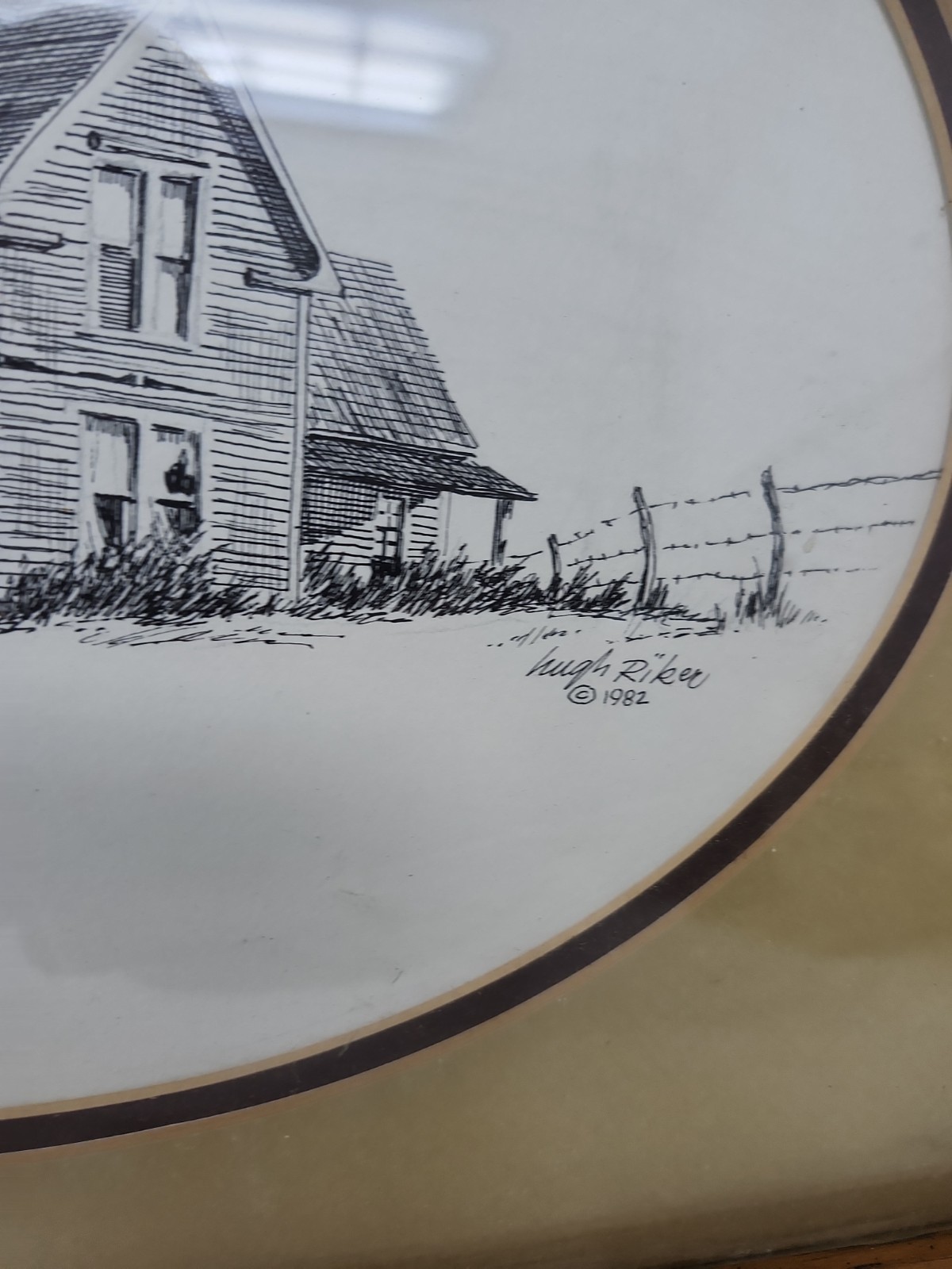 Vintage Rustic Bank Barn Sketch 1982 Wooden Windmill Litho 15 X 12 inches
