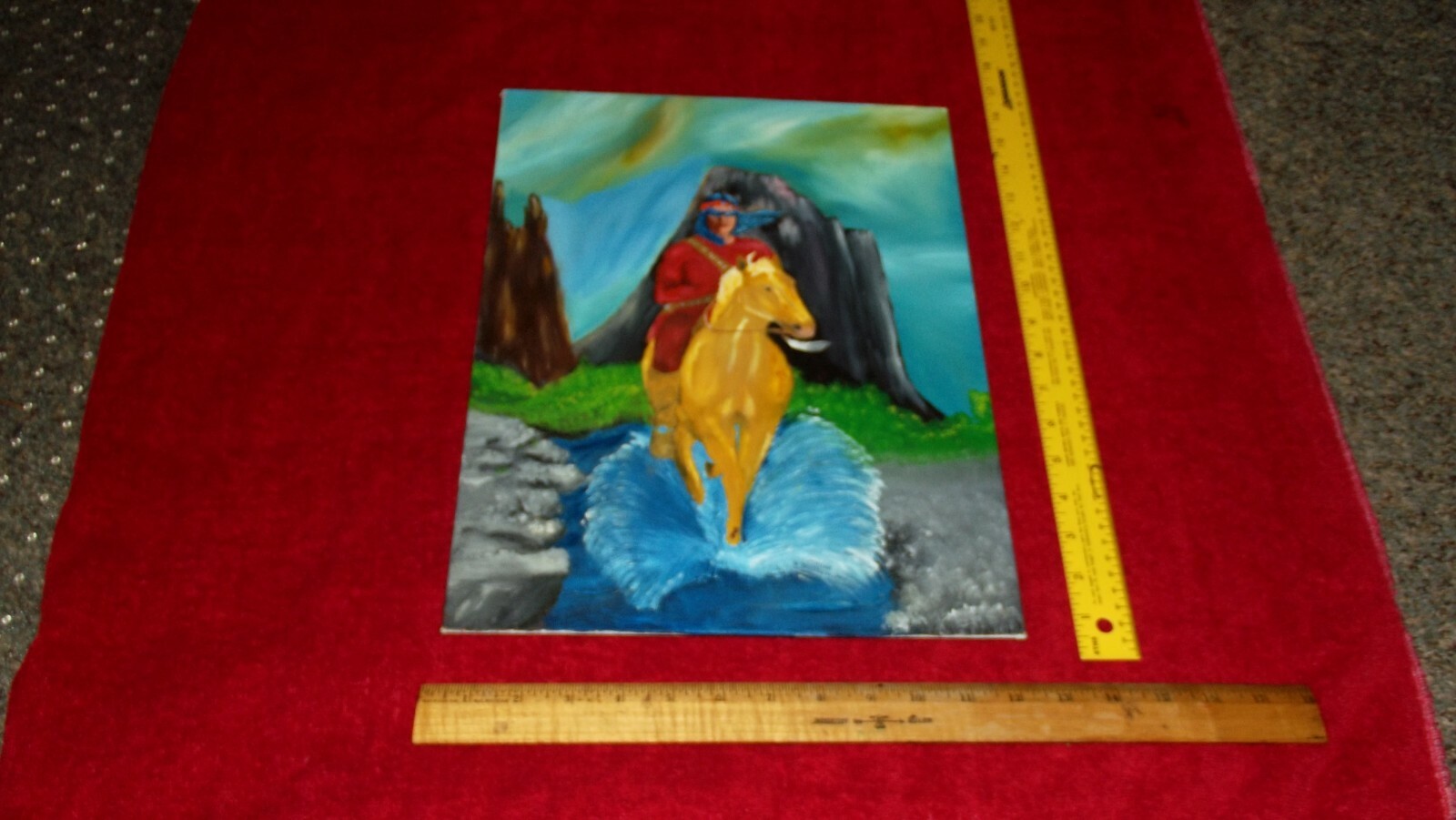 EDGAR RICE BURROUGHS APACHE DEVIL OIL PAINTING ON BOARD 12 » X 16 «