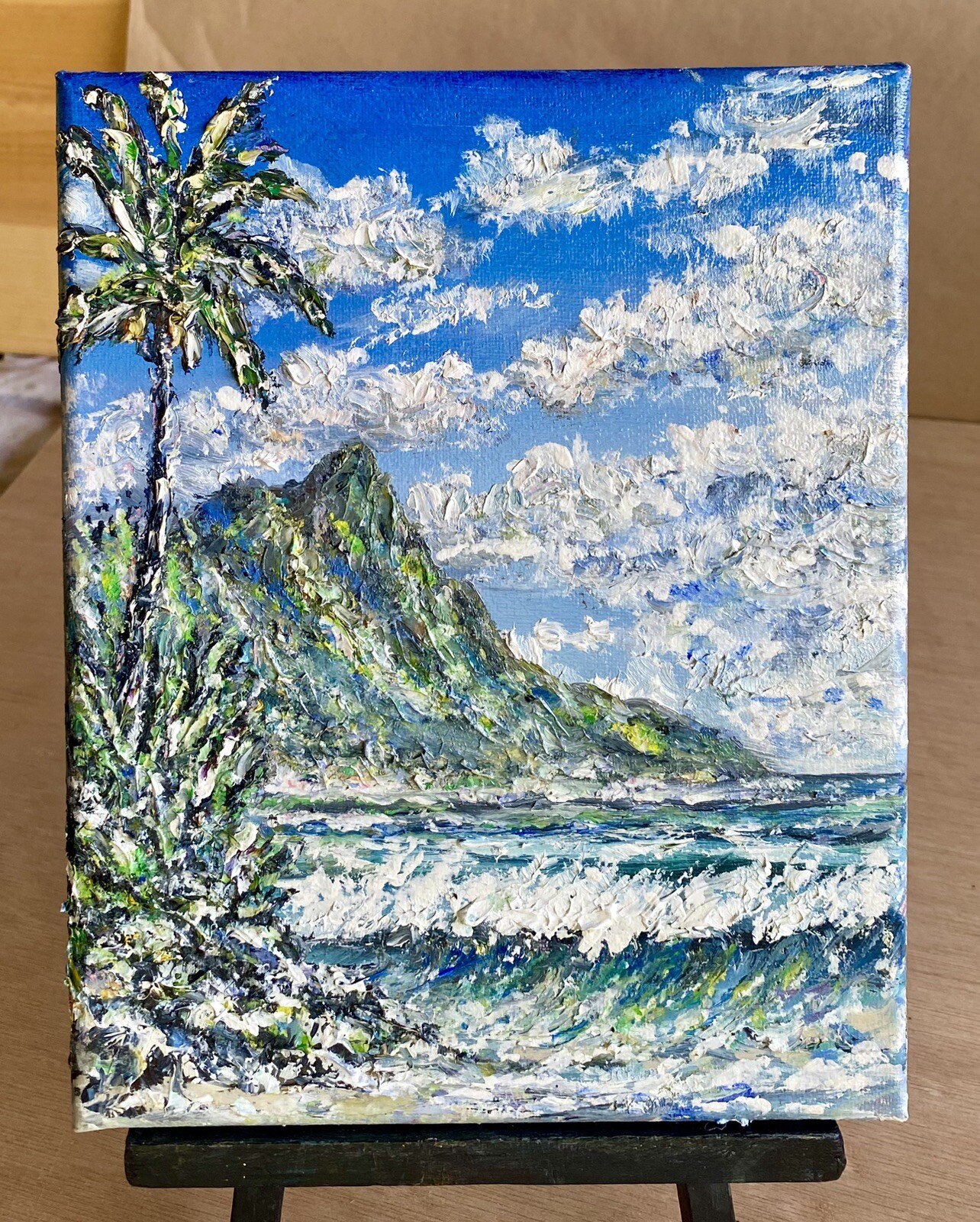 Hawaii Diamond Head Oahu Original Textured Hawaiian Island Oil Painting Signed