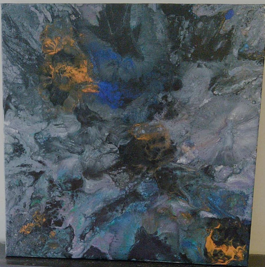 10×10 Original Acrylic Pour Painting Abstract Art signed canvas